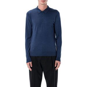 JOHN SMEDLEY Men's Long Sleeve Knit Polo Sweater Men INDIGO Sweaters & Cardigans